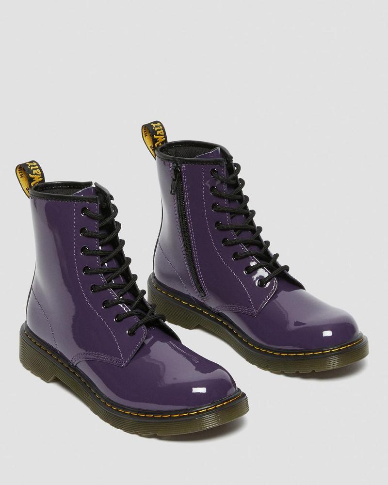 Dr Martens Youth 1460 Lak Læder Snørestøvler Børn Lilla | DK 713WNB